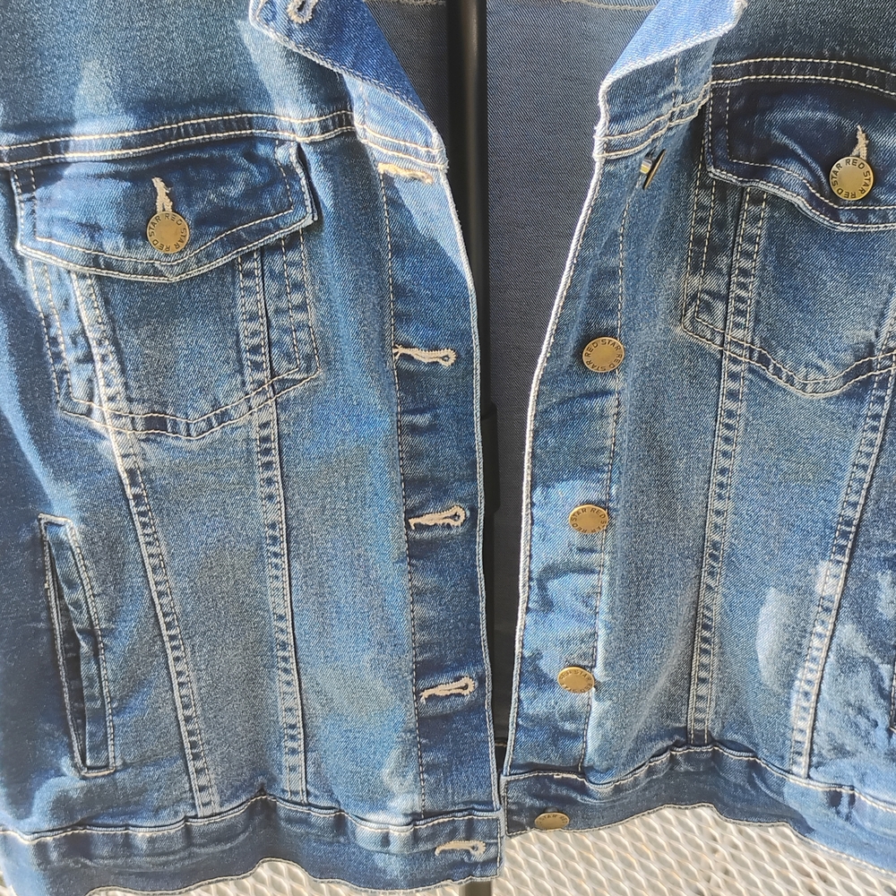 Embroidered Blue Denim Jean Jacket - Sugar Skull - Picture 10 of 10
